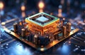 CPU, close up of central processing unit and circuits of advanced technology. Royalty Free Stock Photo