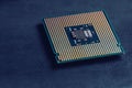 Cpu computer processor macro shot, shallow focus Royalty Free Stock Photo