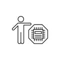 Cpu, computer, technology, user icon. Simple line, outline vector of computer technology icons for ui and ux, website or mobile Royalty Free Stock Photo