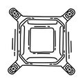 CPU Cooler Brackets Icon. Doodle Hand Drawn or Outline Icon Style Royalty Free Stock Photo