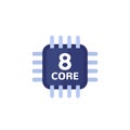CPU, 8 core processor icon on white