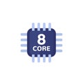 CPU, 8 core processor icon on white Royalty Free Stock Photo