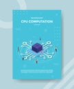 Cpu data computing or processing concept for template banner and flyer with isometric style Royalty Free Stock Photo