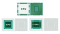 CPU and GPU Comparison Diagram Explaining Processor Roles, Parallel Computing and AI Acceleration for Beginner Computer Royalty Free Stock Photo