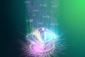 CPU, GPU processor, new technologies fast information processing multithreading parallel information processing. Isometric image Royalty Free Stock Photo