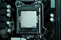 CPU installed on a motherboard Royalty Free Stock Photo