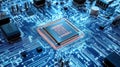 CPU Microchip on Circuit Board Royalty Free Stock Photo