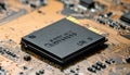 CPU Microchip on an Electronic Circuit Board Royalty Free Stock Photo