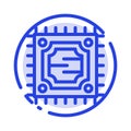 Cpu, Microchip, Processor Blue Dotted Line Line Icon Royalty Free Stock Photo