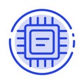 Cpu, Microchip, Processor Blue Dotted Line Line Icon Royalty Free Stock Photo