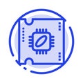 Cpu, Microchip, Processor, Processor Chip Blue Dotted Line Line Icon Royalty Free Stock Photo