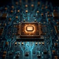 CPU and microprocessor concept, central computer processor circuit board, microchip hd background created with generative ai Royalty Free Stock Photo