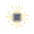 CPU Microprocessor illustration. Thin line microchip outline icon vector
