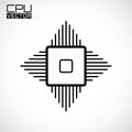 Cpu. Microprocessor. Microchip. Circuit board. Logo