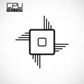 Cpu. Microprocessor. Microchip. Circuit board. Logo