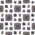 CPU microprocessors microchip vector illustration hardware seamless pattern background component equipment. Royalty Free Stock Photo