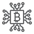 CPU mining line icon, money and finance Royalty Free Stock Photo