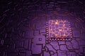 CPU overheating by big data. A computer processor with millions of connections and signals. Technology cpu background