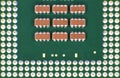 Cpu pins and chip, microchip processor legs computer component technology. Macro photography Royalty Free Stock Photo