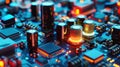 CPU power supply circuit on the motherboard,diodes, transistors, converters, rectifiers, inverters Royalty Free Stock Photo