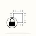 Cpu processor lock line icon Cyber security vector icon. filled flat sign for mobile concept and web design. Chip with keyhole