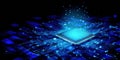 Cpu processor processing data on circuit board Royalty Free Stock Photo