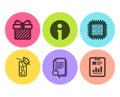 Cpu processor, Search file and Water glass icons set. Surprise, Info and Report document signs. Vector