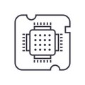 Cpu socket,chip vector line icon, sign, illustration on background, editable strokes