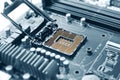 CPU socket on motherboard Royalty Free Stock Photo