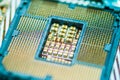 Modern Central processing unit Socket CPU. CPU socket on Motherboard computer. The Resistors at the middle of CPU socket Royalty Free Stock Photo