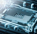 CPU socket on the motherboard Royalty Free Stock Photo