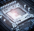 CPU socket on the motherboard. Royalty Free Stock Photo