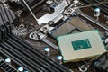 CPU socket and processor on the motherboard Royalty Free Stock Photo