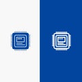 Cpu, Storage, Computer, Hardware Line and Glyph Solid icon Blue banner Royalty Free Stock Photo