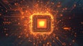 Cpu working with glowing data streams and circuit lines Royalty Free Stock Photo