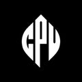 CPV circle letter logo design with circle and ellipse shape. CPV ellipse letters with typographic style. The three initials form a Royalty Free Stock Photo