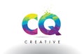 CQ C Q Colorful Letter Origami Triangles Design Vector.