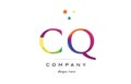 cq c q creative rainbow colors alphabet letter logo icon