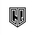 CQ Logo monogram shield geometric white line inside black shield color design