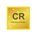 Vector symbol of Chloroprene Rubber CR polymer on the background from connected macromolecules Royalty Free Stock Photo