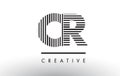 CR C R Black and White Lines Letter Logo Design.