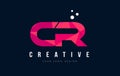 CR C R Letter Logo with Purple Low Poly Pink Triangles Concept