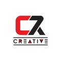 Cr7 creative modern minimalist abstract logo electronic digital typography vector illustration creative font