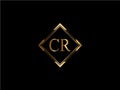 CR Initial diamond shape Gold color later Logo Design
