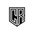 CR Logo monogram shield geometric white line inside black shield color design