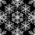 Simple seamless pattern with snowflakes on black background Royalty Free Stock Photo