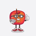 Crab Apple cartoon mascot character as attractive gamer