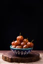 Crab apples jam on the dark background with place for text Royalty Free Stock Photo