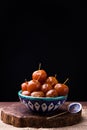 Crab apples jam on the dark background with place for text Royalty Free Stock Photo