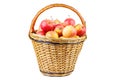 Crab apples in wicker basket isolated on a white Royalty Free Stock Photo